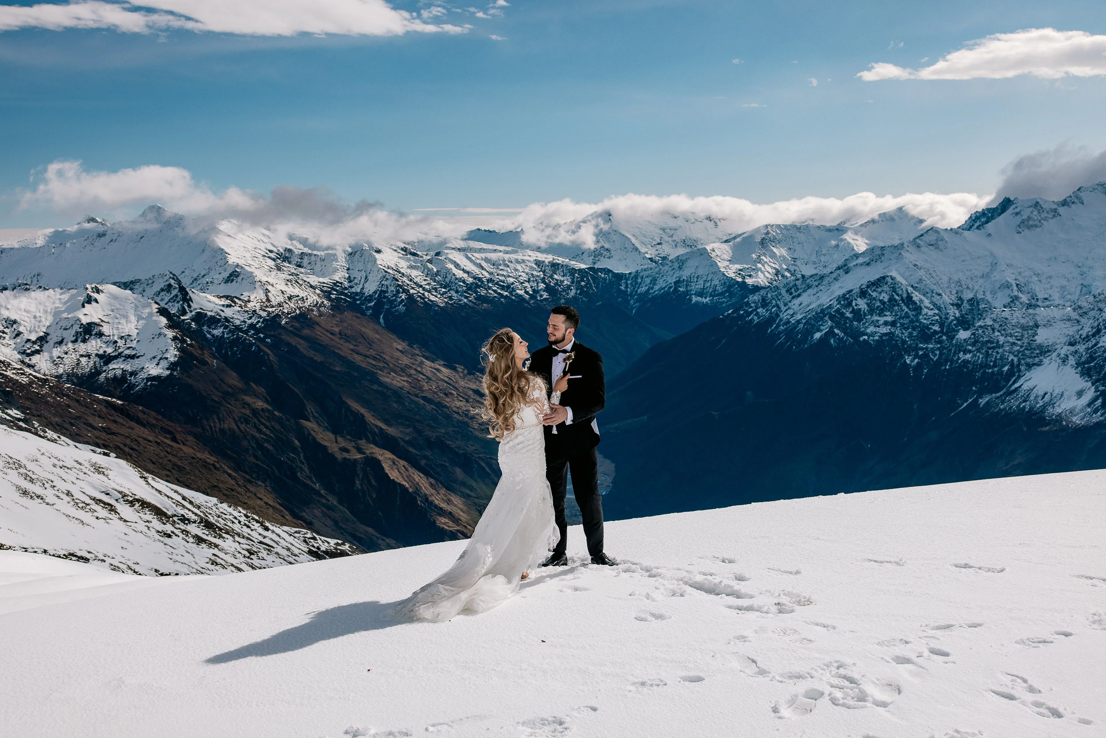 A helicopter wedding on Fog Peak near Mt Aspiring National Park, Wānaka