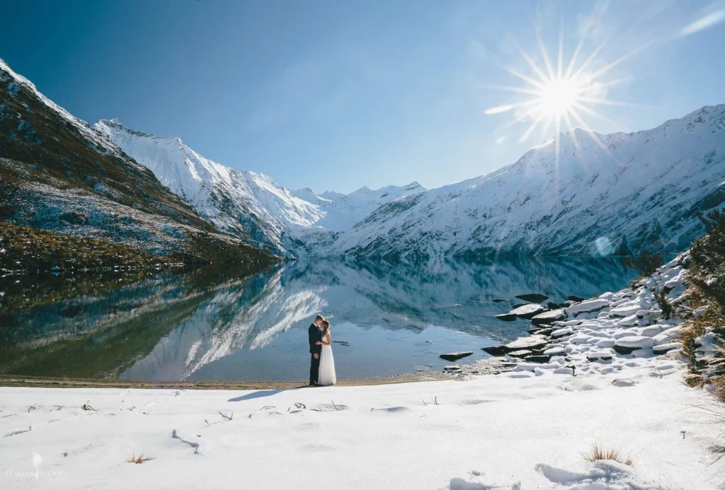 Lake Lochnagar heli-wedding ceremony in the Southern Alps near Wanaka